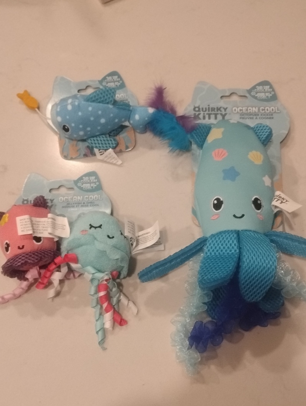 Ocean Cool Blue Plush Squid Cat Toy